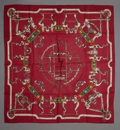 A variation of the Hermès scarf `Mors et gourmettes` first edited in 1961 by `Henri d'Origny`