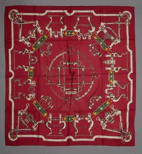 A variation of the Hermès scarf `Mors et gourmettes` first edited in 1961 by `Henri d'Origny`