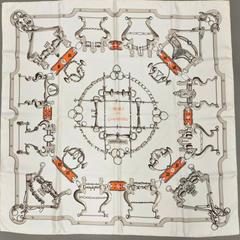 A variation of the Hermès scarf `Mors et gourmettes` first edited in 1961 by `Henri d'Origny`