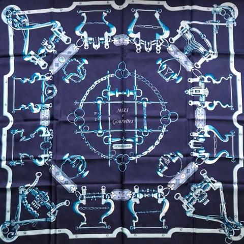 A variation of the Hermès scarf `Mors et gourmettes` first edited in 1961 by `Henri d'Origny`