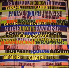 A variation of the Hermès scarf `Mots de soie ` first edited in 2011 by `Virginie Jamin`