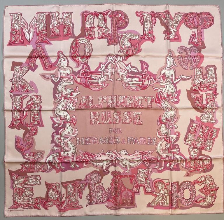 Alphabet Russe pink - Hermès Scarf Details | Scarf Sage