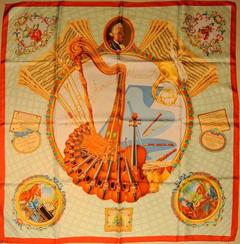 A variation of the Hermès scarf `Mozart` first edited in 1991 by `Julie Abadie`