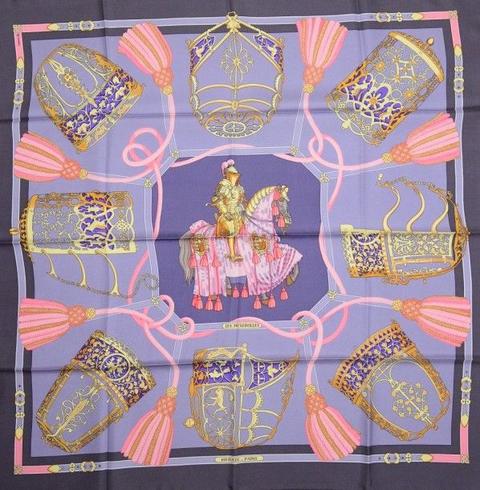 A variation of the Hermès scarf `Les muserolles` first edited in 1986 by `Christiane Vauzelles`