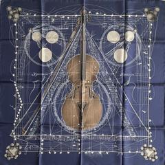 A variation of the Hermès scarf `La musique des sphères ` first edited in 1996 by `Zoè Pauwels`