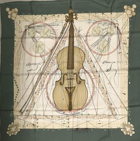 A variation of the Hermès scarf `La musique des sphères ` first edited in 1996 by `Zoè Pauwels`