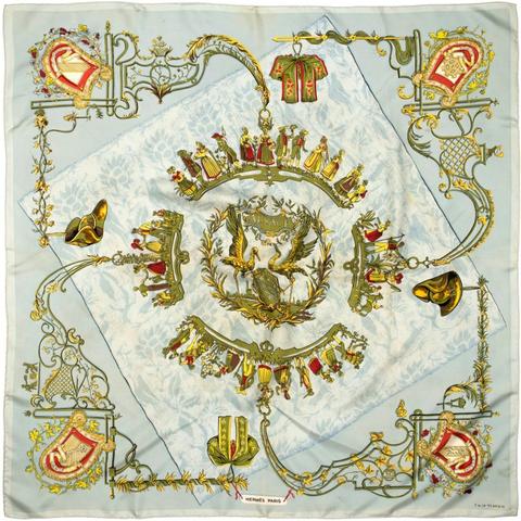 A variation of the Hermès scarf `Alsace-Enseigne` first edited in 1960 by `Françoise De La Perriere`