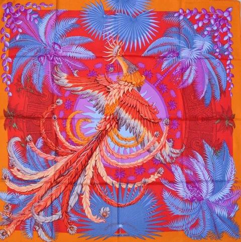 A variation of the Hermès scarf `Mythiques phoenix ` first edited in 2011 by `Laurence Bourthoumieux`