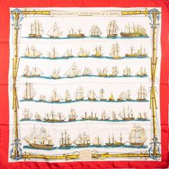 A variation of the Hermès scarf `Navires d'europe ` first edited in 1965 by `Marie-Françoise Héron`