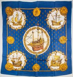 A variation of the Hermès scarf `Nefs d'or ` first edited in 1971 by `Philippe Ledoux`