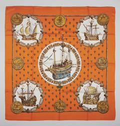 A variation of the Hermès scarf `Nefs d'or ` first edited in 1971 by `Philippe Ledoux`