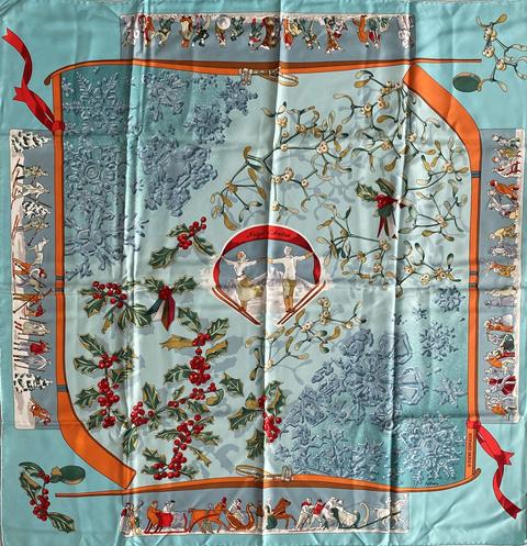 A variation of the Hermès scarf `Neige d'antan ` first edited in 1989 by `Caty Latham`