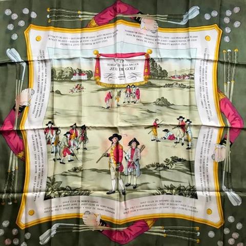A variation of the Hermès scarf `Le noble et très ancien jeu de golf ` first edited in 1953 by `Hugo Grygkar`