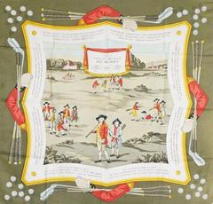 A variation of the Hermès scarf `Le noble et très ancien jeu de golf ` first edited in 1953 by `Hugo Grygkar`