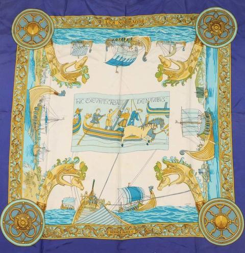 A variation of the Hermès scarf `Les normands ` first edited in 1972 by `Philippe Ledoux`