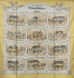 A variation of the Hermès scarf `Les nouvelles voitures publiques ` first edited in 1952 by `Hugo Grygkar`