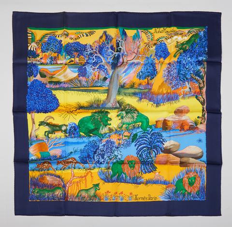 A variation of the Hermès scarf `Nuba mountain ` first edited in 1997 by `Ibrahim Alamia Kwumi Sefedin`