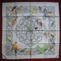 A variation of the Hermès scarf `Oiseaux de l'inde et de l'himalaya ` first edited in 2001 by `Catherine Baschet`