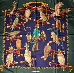 A variation of the Hermès scarf `Les oiseaux du roy` first edited in 1994 by `Caty Latham`