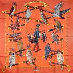 A variation of the Hermès scarf `Les oiseaux du roy` first edited in 1994 by `Caty Latham`