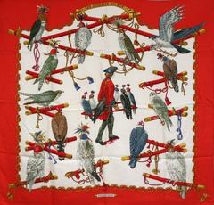 A variation of the Hermès scarf `Les oiseaux du roy` first edited in 1994 by `Caty Latham`
