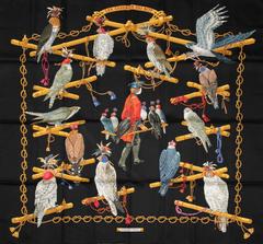 A variation of the Hermès scarf `Les oiseaux du roy` first edited in 1994 by `Caty Latham`