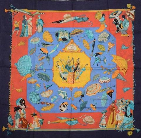 A variation of the Hermès scarf `Ombrelles et parapluies ` first edited in 1998 by `Hubert de Watrigant`