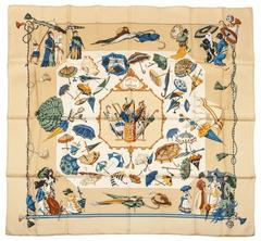 A variation of the Hermès scarf `Ombrelles et parapluies ` first edited in 1998 by `Hubert de Watrigant`