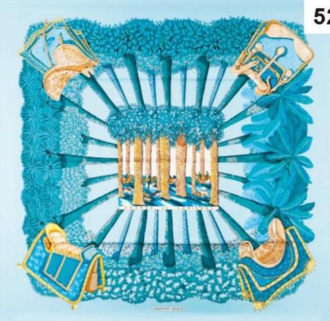 A variation of the Hermès scarf `Ombres et lumières ` first edited in 2001 by `Annie Faivre`