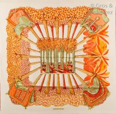 A variation of the Hermès scarf `Ombres et lumières ` first edited in 2001 by `Annie Faivre`