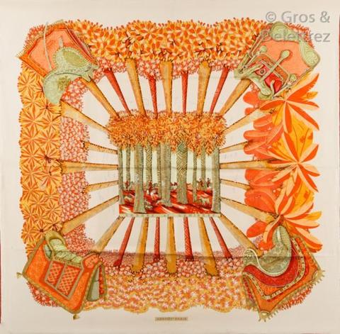 A variation of the Hermès scarf `Ombres et lumières ` first edited in 2001 by `Annie Faivre`