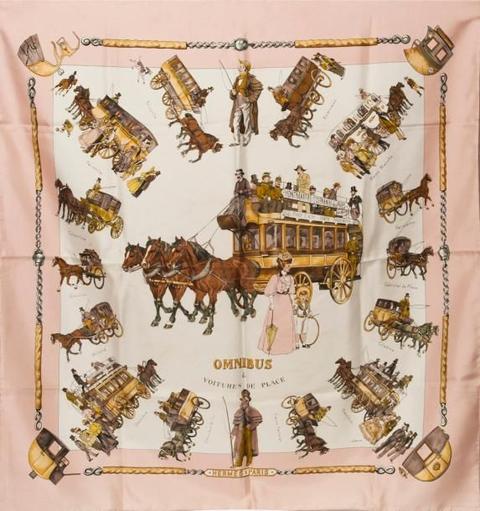 A variation of the Hermès scarf `Omnibus et voiture de place ` first edited in 1967 by `Philippe Ledoux`