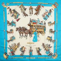 A variation of the Hermès scarf `Omnibus et voiture de place ` first edited in 1967 by `Philippe Ledoux`