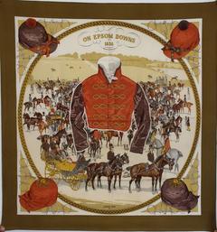 A variation of the Hermès scarf `On epsom downs (non titré)` first edited in 1969 by `Philippe Ledoux`