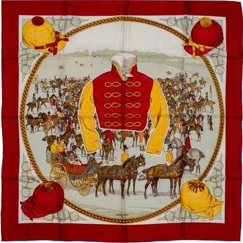 A variation of the Hermès scarf `On epsom downs (non titré)` first edited in 1969 by `Philippe Ledoux`