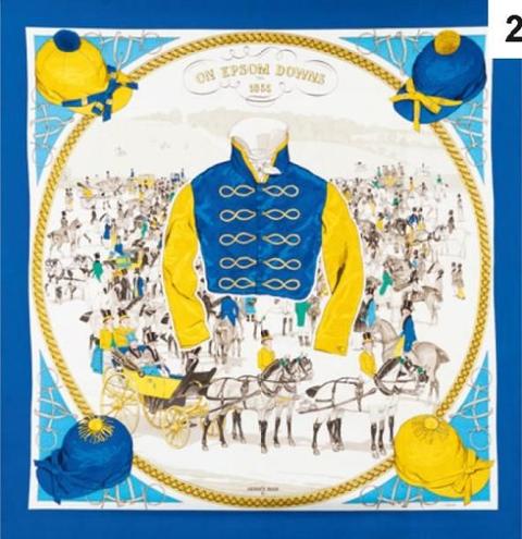 A variation of the Hermès scarf `On epsom downs (non titré)` first edited in 1969 by `Philippe Ledoux`