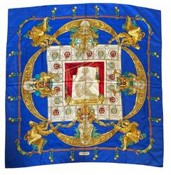 Hermès Opéra Charles Garnier scarf in blue by Caty Latham, 1989