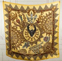 Hermès L'Or des Chefs scarf in yellow by Joachim Metz, 1997
