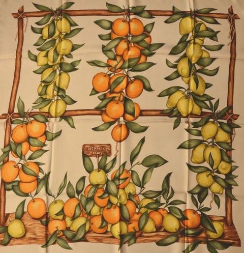 A variation of the Hermès scarf `Oranges et citrons ` first edited in 1962 by `La Torre`