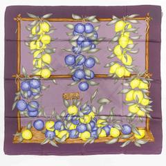Hermès Oranges et Citrons scarf in purple by La Torre, 1962