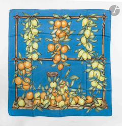 Hermès Oranges et Citrons scarf in blue by La Torre, 1962