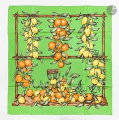 Hermès Oranges et Citrons scarf in green by La Torre, 1962
