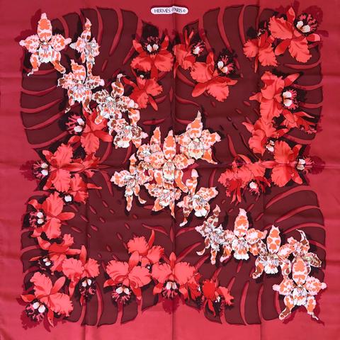 A variation of the Hermès scarf `Orchidées III` first edited in 1977 by `Vladimir Rybaltchenko`