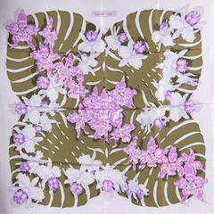 A variation of the Hermès scarf `Orchidées III` first edited in 1977 by `Vladimir Rybaltchenko`