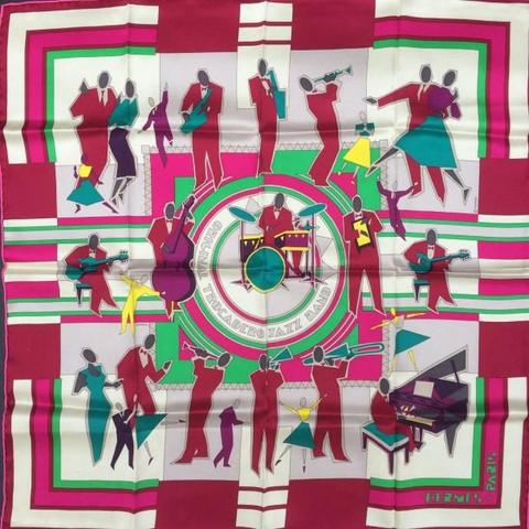 A variation of the Hermès scarf `Original trocadéro jazz band ` first edited in 2015 by `Sophie Koechlin`