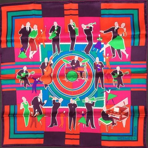 A variation of the Hermès scarf `Original trocadéro jazz band ` first edited in 2015 by `Sophie Koechlin`