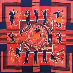 A variation of the Hermès scarf `Original trocadéro jazz band ` first edited in 2015 by `Sophie Koechlin`