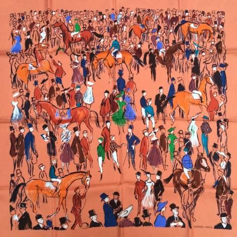 A variation of the Hermès scarf `Paddock ` first edited in 1955 by `Jean-Louis Clerc`