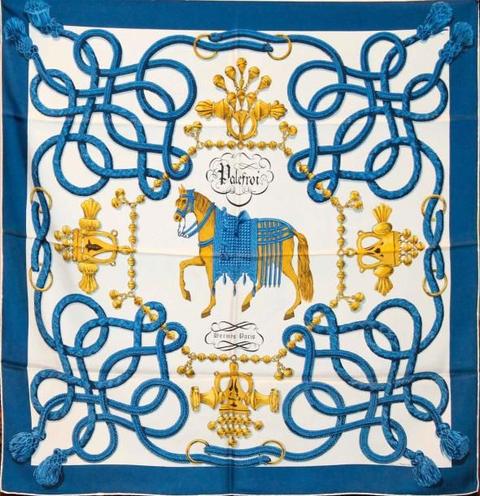 A variation of the Hermès scarf `Palefroi ` first edited in 1965 by `Françoise De La Perriere`