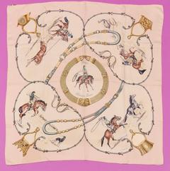 Hermès Pampa scarf in beige by Jean De Fougerolle, 1988
